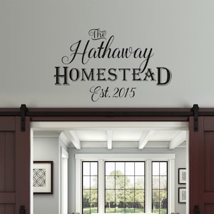 Family Established Decal, Name Decal, Farmhouse Decor, Family Homestead Sign image 1