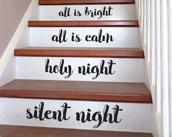 Silent Night Holy Night, vinyl decal for stairs, Christmas music decor, vinyl stair riser decals, holiday wall decor