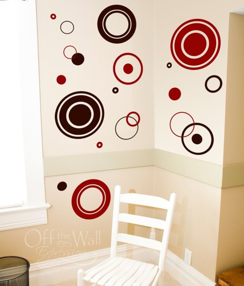 Modern Circles wall art vinyl, wall decal set, vinyl wall graphics, polka dot pack, vinyl decals image 1