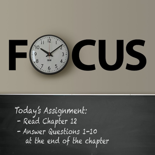 Focus Classroom Decal, Clock wall decal, stay focused decal, class motivation, school decals