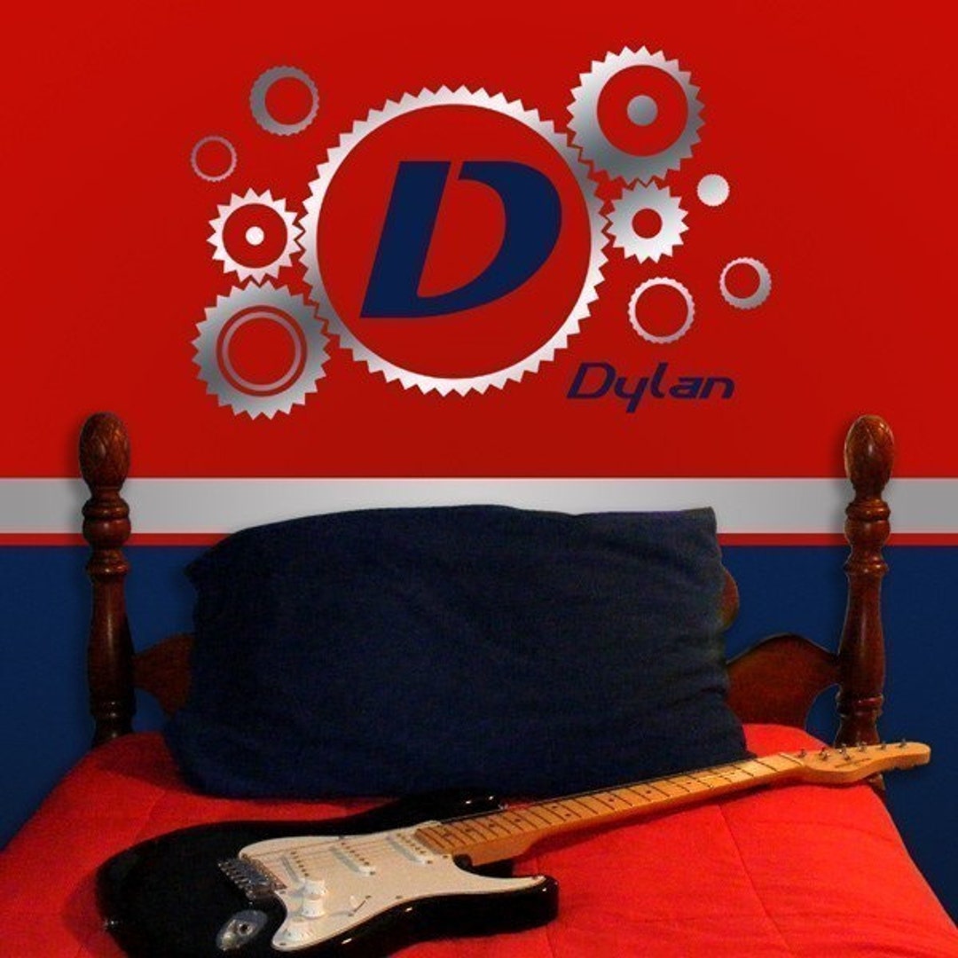 Gear Name Monogram Personalized Name Decal Childrens Room Etsy