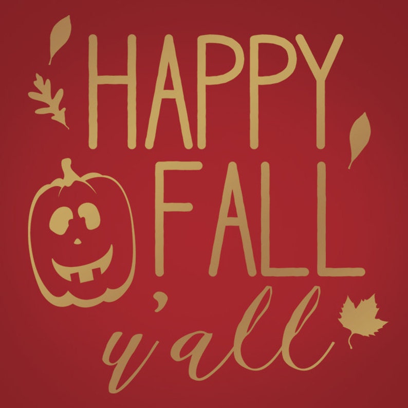 Happy Fall Y'All vinyl decal, autumn wall decor, holiday window decal, Halloween Thanksgiving decor, pumpkin decal image 2