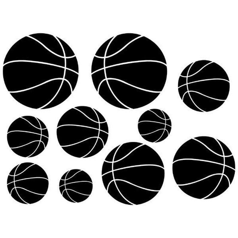 Basketball Wall Decals, bedroom decals, sport decor, basketball decal set, basketball stickers, vinyl wall art, sport ball decals image 2