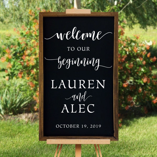 Welcome to our Beginning vinyl decal, wedding sign decal, custom decal, Diy wedding sign, personalized wedding decal for sign