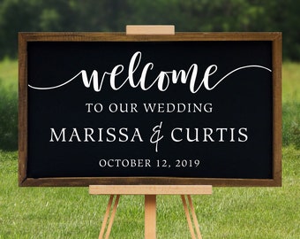 Welcome to our Wedding decal, Decal for Chalkboard, Mirror Decal, DIY Wedding Decor, Custom Wedding Sign