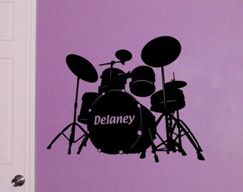 DRUM SET DRUMS DRUMMER BAND MUSIC GRAPHIC DECAL STICKER ART CAR WALL DECOR