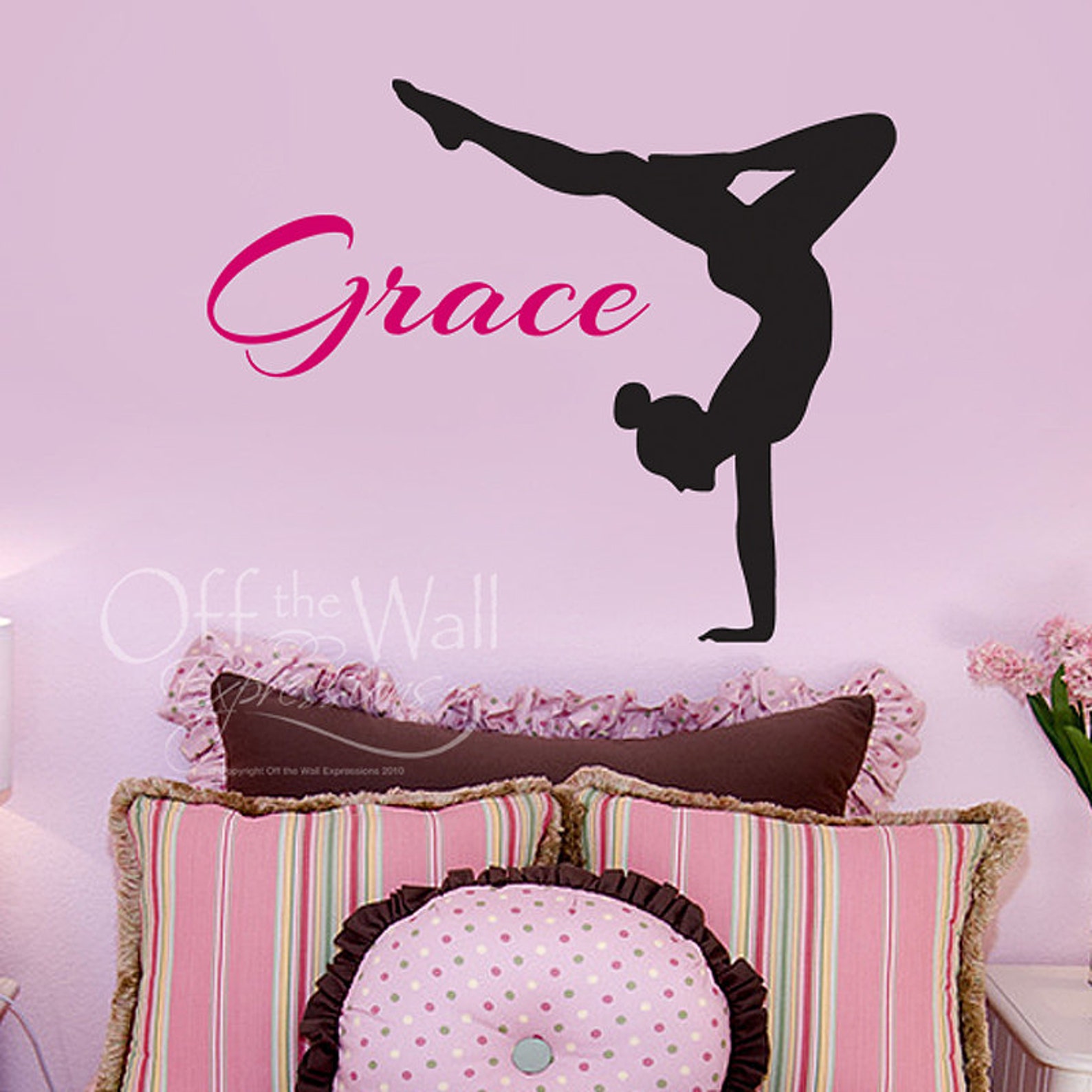 Personalized Gymnast Decal Monogram Wall Decal Girl Name Etsy
