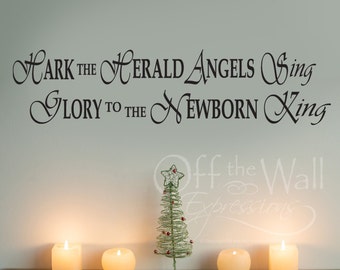 Hark the Herald Angels Sing vinyl decal, Christmas Carol song, holiday decor