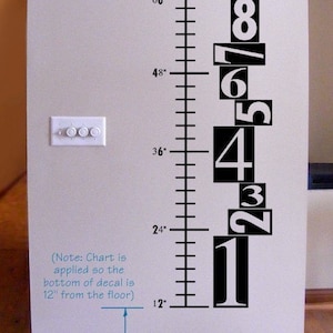 Growth Chart Vinyl Decal, Funky Numbers Design, Kids Bedroom Decor, Nursery Wall Art