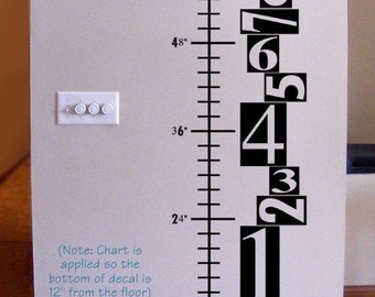 Growth Chart Vinyl Decal, Funky Numbers Design, Kids Bedroom Decor, Nursery Wall Art