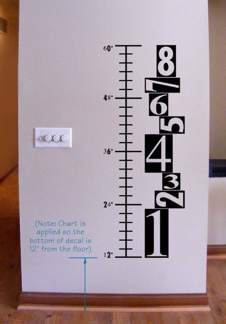 Growth Chart Vinyl Decal Funky Numbers Design Kids Bedroom Etsy