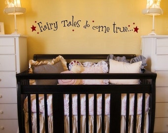 Fairy Tales vinyl wall decal, nursery room decor, Fairy Tales do come true with star accents, princess/prince room