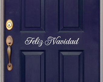 Feliz Navidad decal - Front Door Decal - Christmas door decal - Wall Art - Vinyl Decal - Holiday Decal