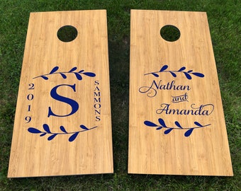 Wedding Sign Decal, Set of two Corn Hole Board Decals, Personalized Wedding Monogram, DIY Wedding, Vinyl Wedding Decor Decals