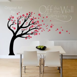Tree wall decal, Nursery Tree Decal, Blowing Tree with blossoms for Childrens room. Porch, Dining Room, or Office. image 1