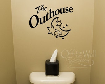 Outhouse vinyl decal, Bathroom decor, Wall decal for bathrooms, funny bathroom, country primitive decor