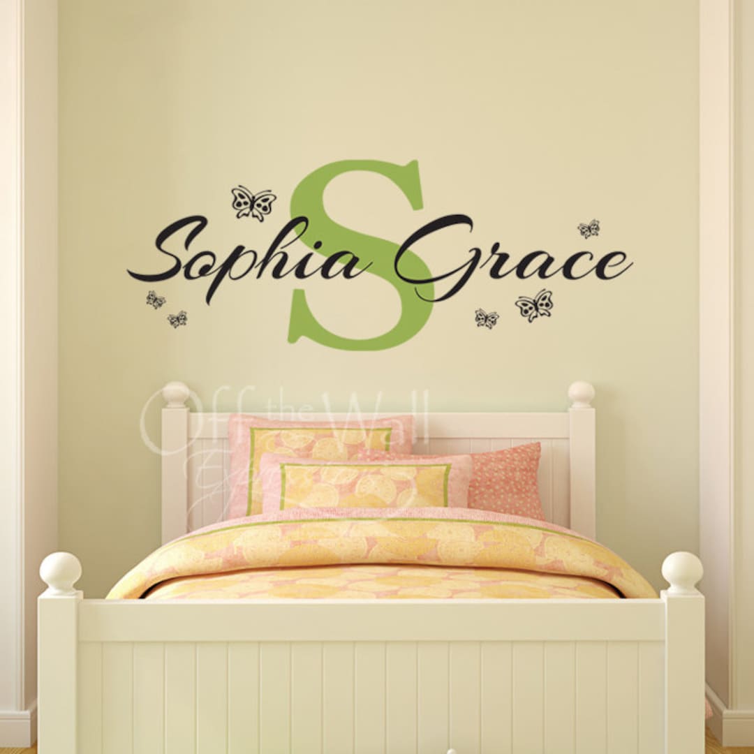 Personalized Name Decal With Butterflies. Girls Bedroom Vinyl Decal. - Etsy