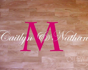 Dance Floor Decal, Wedding Monogram, reception decor, couple name decal