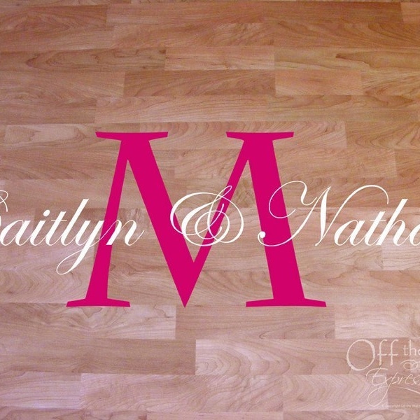 Dance Floor Decal, Wedding Monogram, reception decor, couple name decal