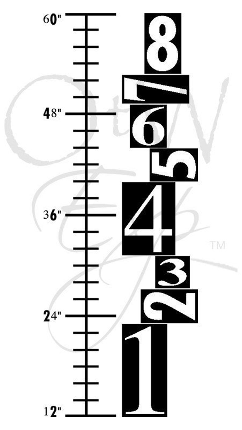 Growth Chart Vinyl Decal Funky Numbers Design Kids Bedroom Etsy