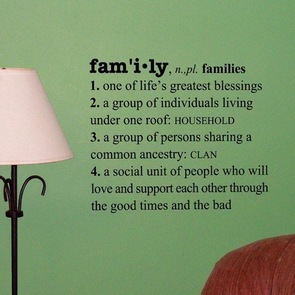 Family Definition vinyl wall words decal dictionary decals | Etsy