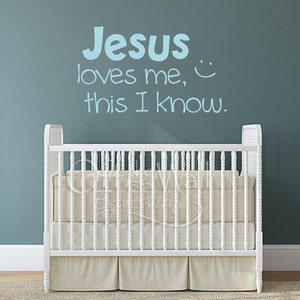 Jesus Loves Me vinyl decal, children's wall art sticker, bedroom decor, nursery, religious decals image 1