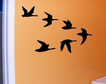 Duck Decal, Ducks in flight vinyl wall decal, cabin decor