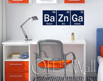Bazinga Periodic Table elements, vinyl wall art decal, Sheldon Cooper, Big Bang Theory, Science decal
