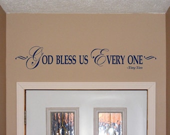 God Bless Us Everyone vinyl decal holiday sticker, Christmas decal, Tiny Tim, A Christmas Carol