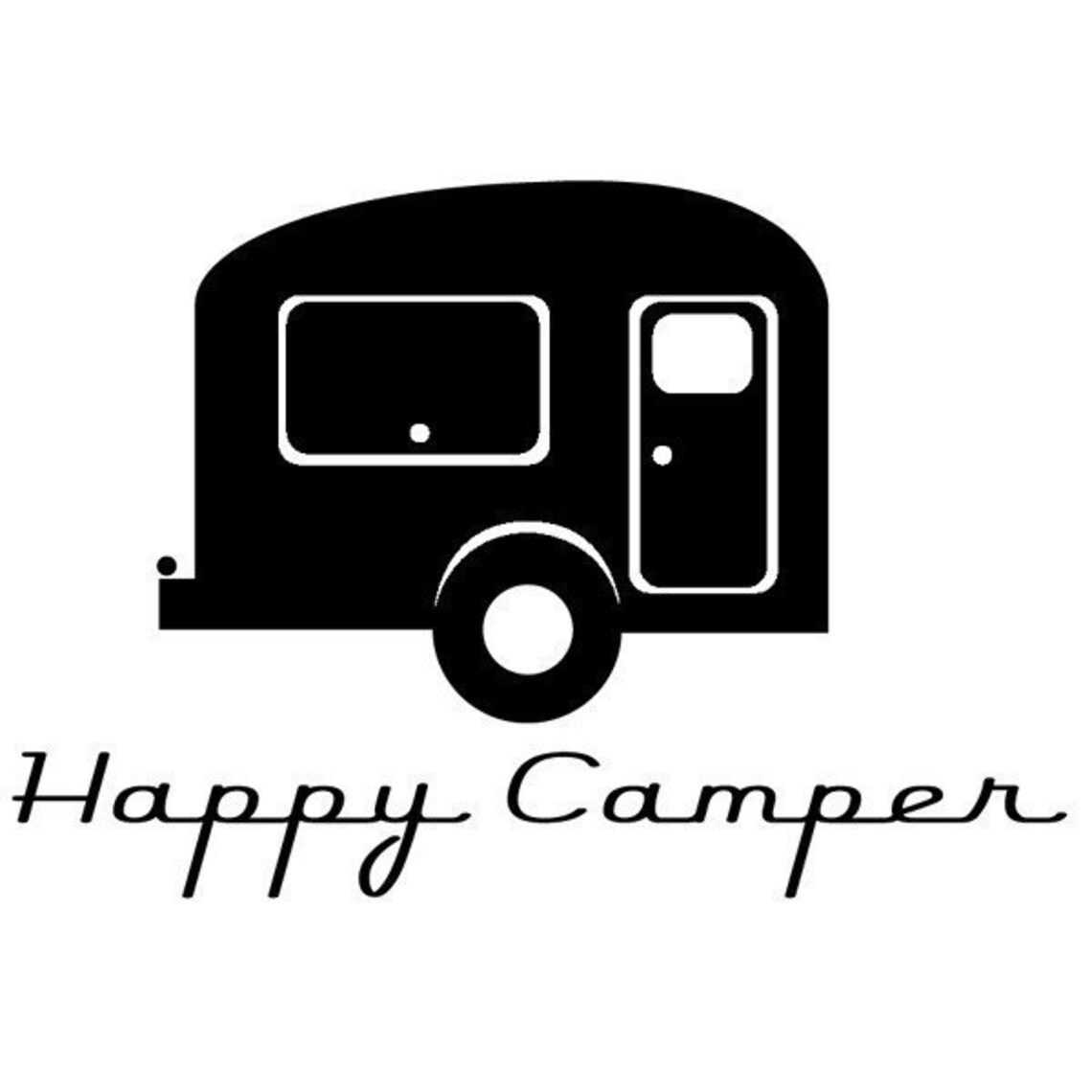 Happy Camper Vinyl Retro Decal, Trailer Vintage Design, Travel Geekery ...