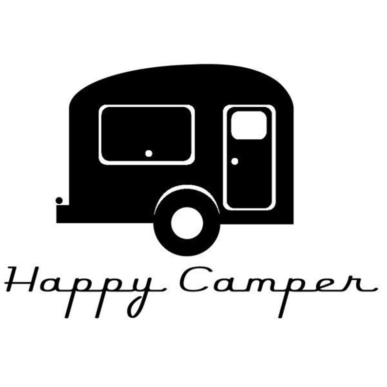 Happy Camper Vinyl Retro Decal, trailer vintage design, travel geekery, retired kitschy sticker image 4