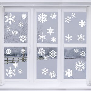 Snowflakes vinyl wall decals, set of 47 flakes, window decor, Christmas, winter, holiday decals