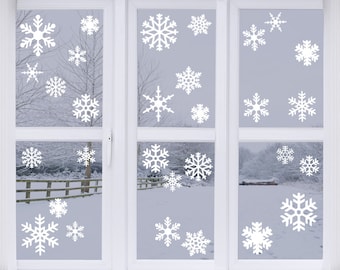 Snowflakes vinyl wall decals, set of 47 flakes, window decor, Christmas, winter, holiday decals