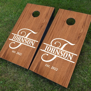 Custom Wedding Cornhole Decals, Name Monogram, Set of Two Cornhole Board Decals, DiY Wedding Sign, personalized image 2