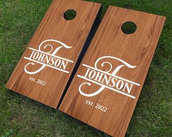 Custom Monogram Decals, Set of Two Cornhole Board Decals, DiY Wedding Sign, personalized