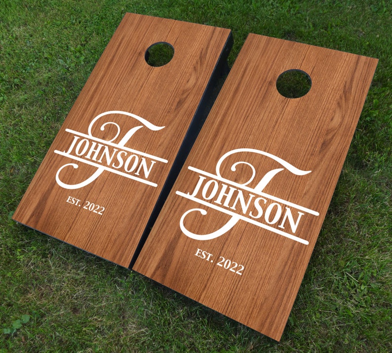 Custom Wedding Cornhole Decals, Name Monogram, Set of Two Cornhole Board Decals, DiY Wedding Sign, personalized image 2