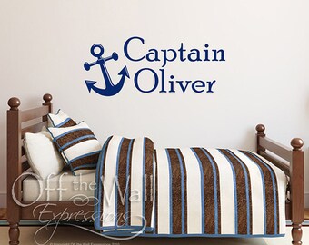 Anchor Name Decal - Personalized Captain Decal, Anchor Children's Monogram, two sizes