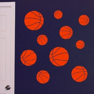Basketball Wall Decals, bedroom decals, sport decor, basketball decal set, basketball stickers, vinyl wall art, sport ball decals image 1