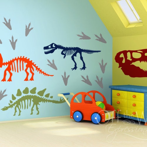 Dinosaur Footprints Set Wall Decor Boys Room Vinyl Decals Etsy