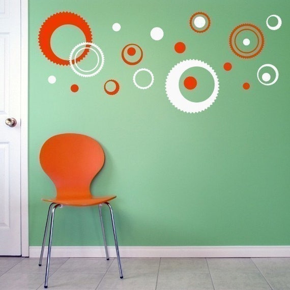 Gear Wall Decals Mid Century Modern Style Geometric Circle Singapore - Gear Wall Art Stickers