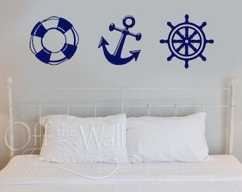 Nautical nursery decal, beach decor, vinyl decals for lake house.