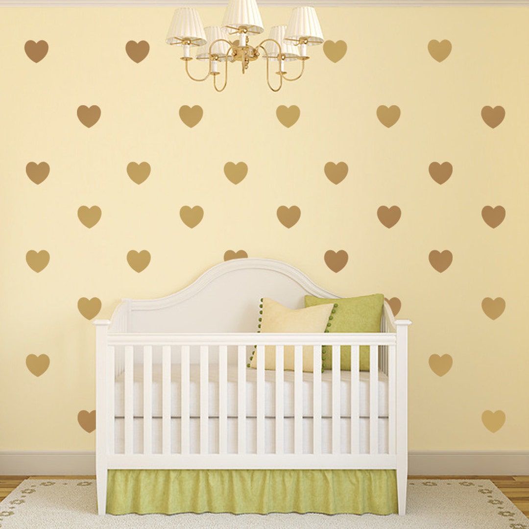 Gold Decals, Gold Heart Vinyl Wall Decals, Nursery Decor, Heart ...