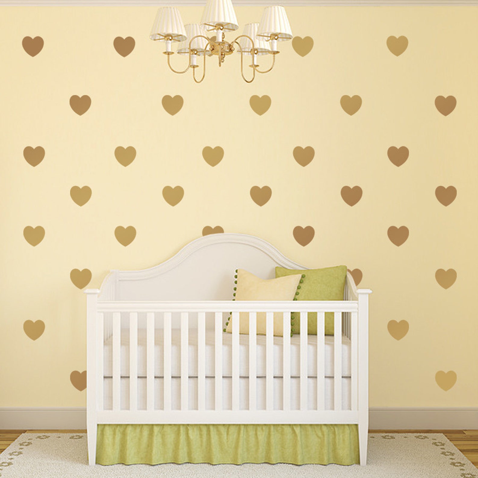 Gold Decals, Gold Heart Vinyl Wall Decals, Nursery Decor, Heart ...