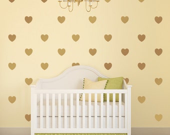 Gold decals, gold heart vinyl wall decals, nursery decor, heart stickers, confetti wall decals, heart wall art