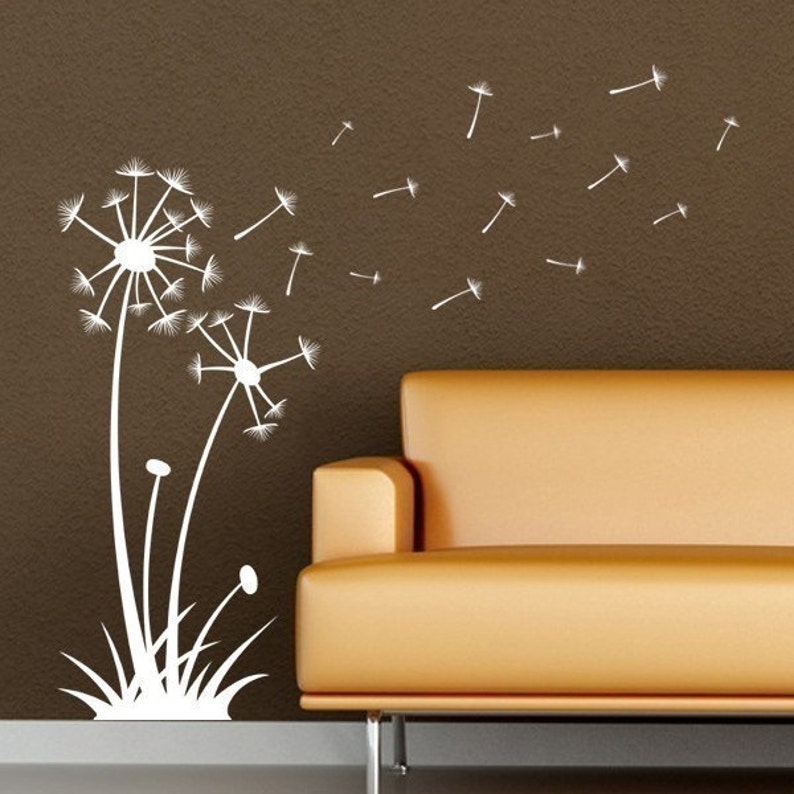 dandelions blowing in the wind vinyl wall art | etsy
