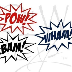 Superhero wall decal, superhero sounds, comic book vinyl decal, bam pow, super hero wall decor, bedroom decor image 3