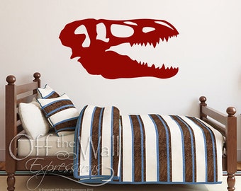 Dinosaur Skeleton vinyl decal, T Rex skull decal, boy's room vinyl wall decal