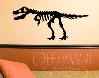 Tyrannosaurus Rex Skeleton TRex vinyl decal dinosaur wall decor dino decal for bedroom, school and more