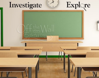 LARGE set of  Classroom vinyl decals, Explore, Investigate, Observe, Question, science teacher learning decals