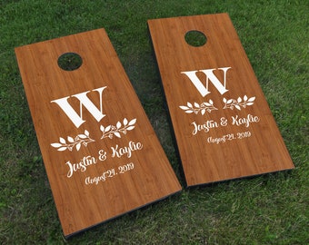 Custom Wedding Cornhole Decals, Wedding Monogram, Set of Two Cornhole Game Decals, DiY Wedding Sign